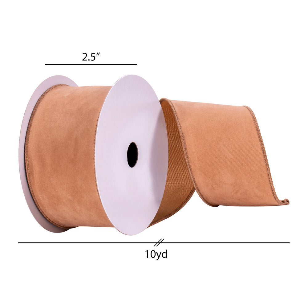Vickerman 2.5" x 10 Yards Tan Faux Suede Ribbon