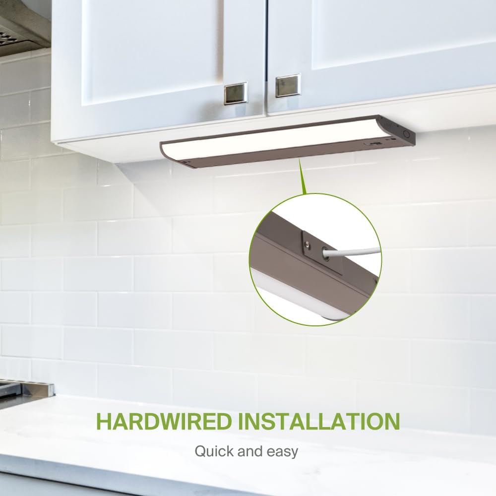 ASD Lighting LED Under Cabinet Bullnose 18" 8W 120V Dimmable CCT Selectable 3000/4000/5000K Hardwired, On/Off Switch, Oil Rubbed Bronze ETL Energy Star