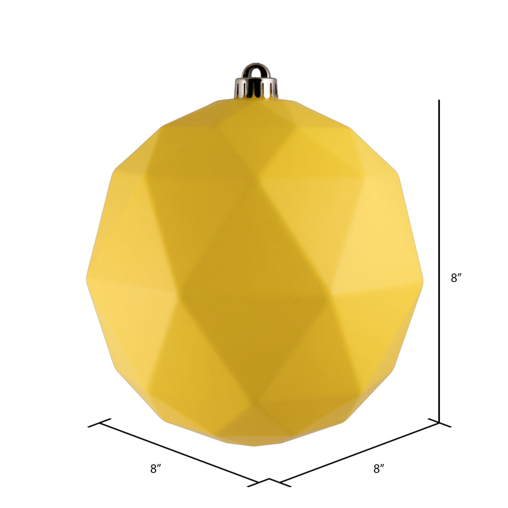 Vickerman 8" Yellow Matte Geometric Ball Ornament