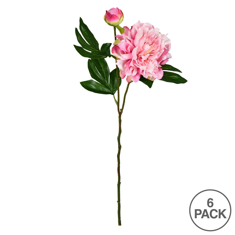 Vickerman 16" Artificial Light Pink Peony Spray. Includes 6 sprays per pack.