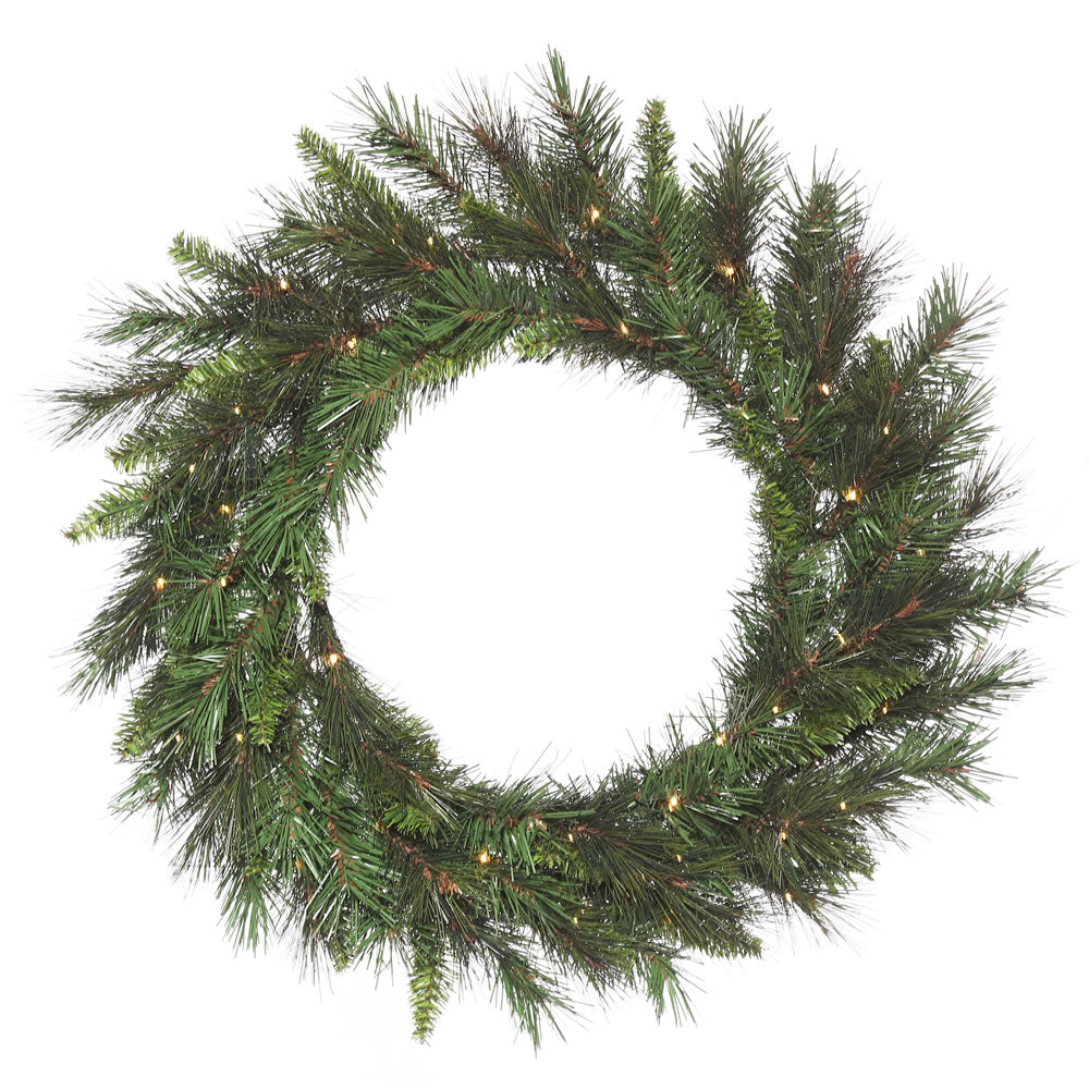Vickerman 30" Artificial Nulato Wreath With 150 PVC/Hardneedle tips and 70 Warm White Wide Angle 3mm Low Voltage LED lights. Battery Operated.