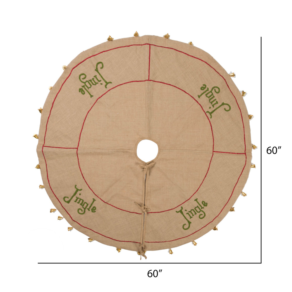 Vickerman Decorative 60" Burlap Jingle Collection Christmas Tree Skirt