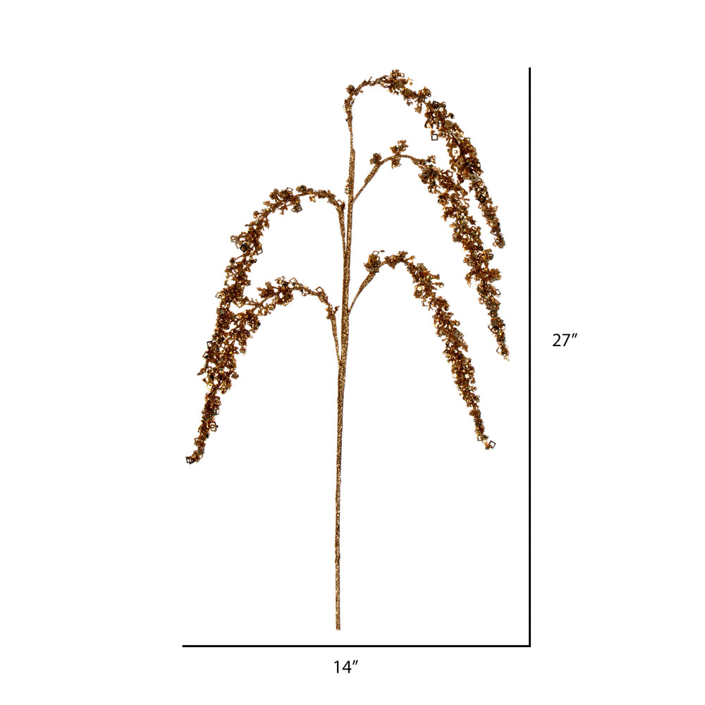 Vickerman 27" Artificial Gold Glitter Setaria Christmas Spray 3 sprays per pack.