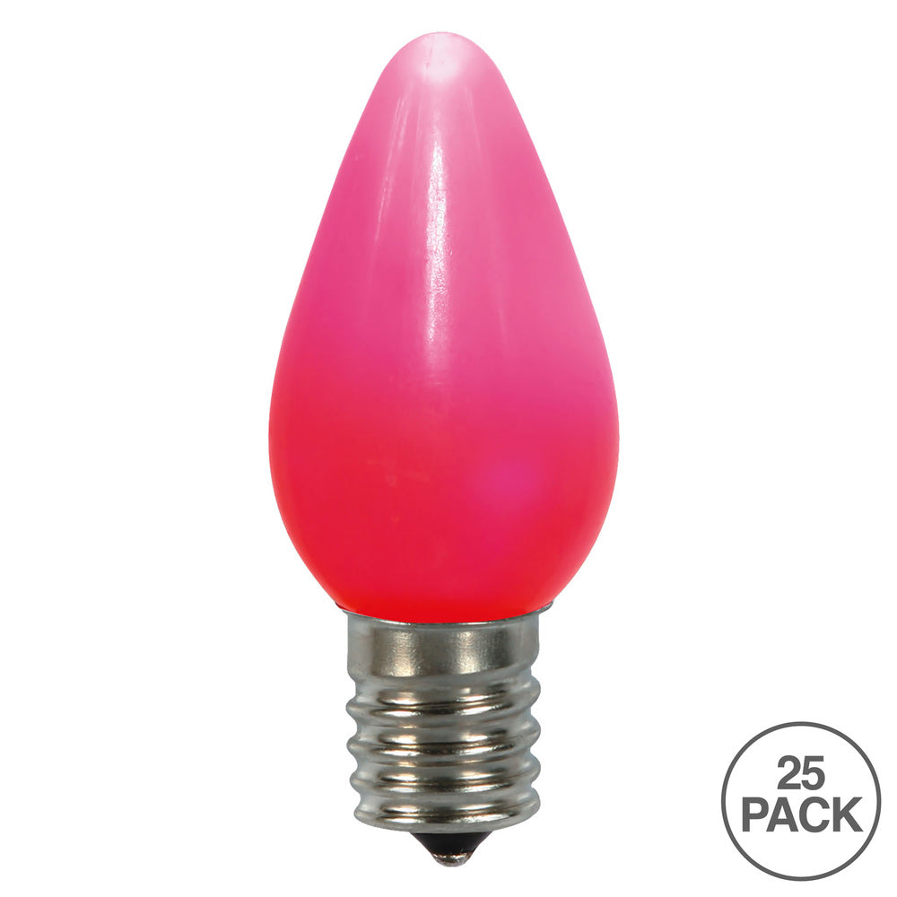 Vickerman C7 Ceramic LED Pink Twinkle Bulb Nickel Base 120V .6 Watts 25 Bulbs per bag