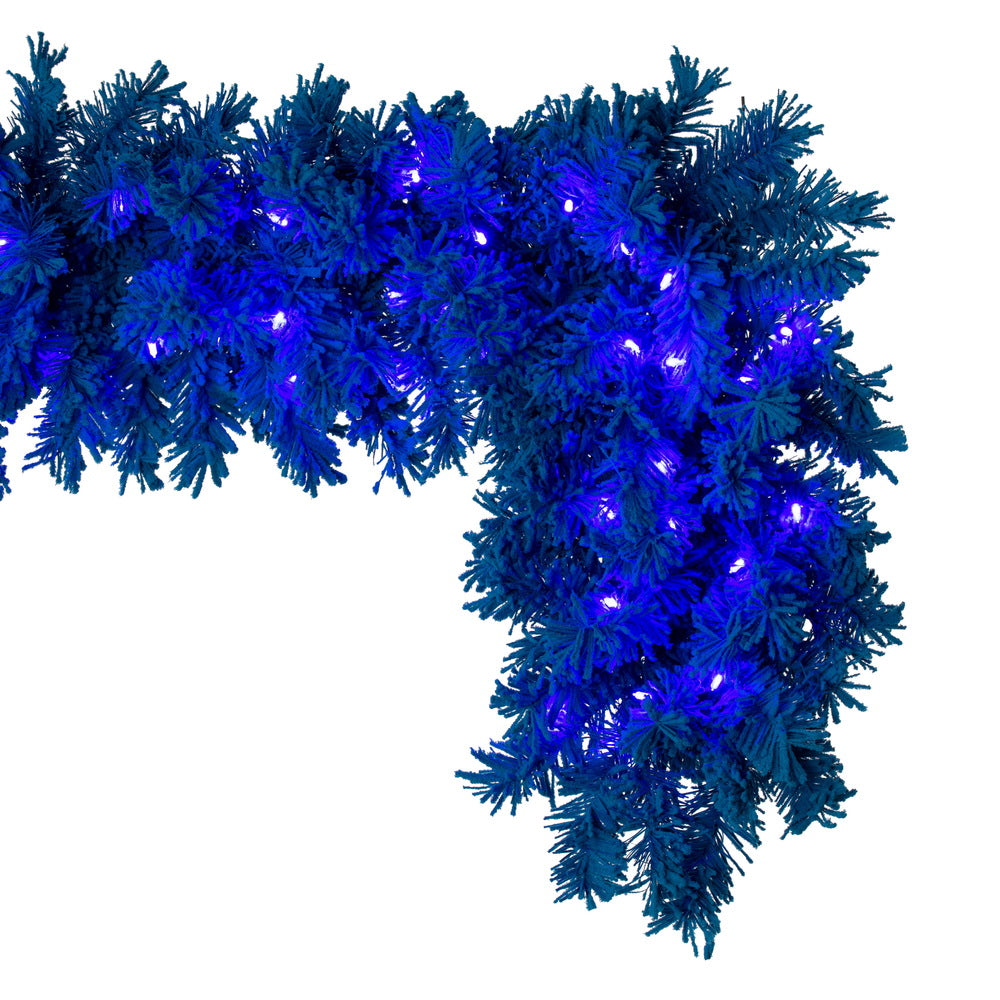 Vickerman 9' x 14" Flk Turquoise Fir Artificial Garland Dura-Lit® Turquoise LED Mini Lights.