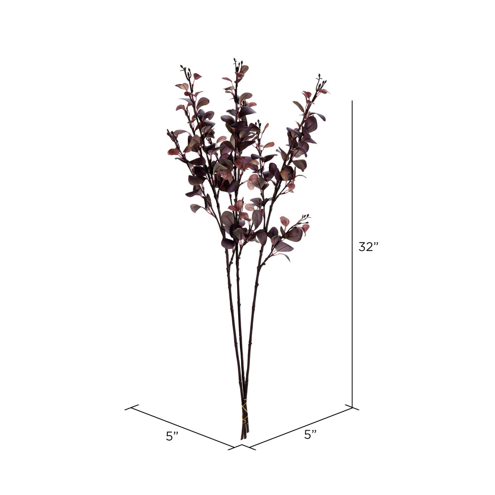 Vickerman 32" Artificial Purple Eucalyptus Leaf Spray. Includes 3 sprays per pack.
