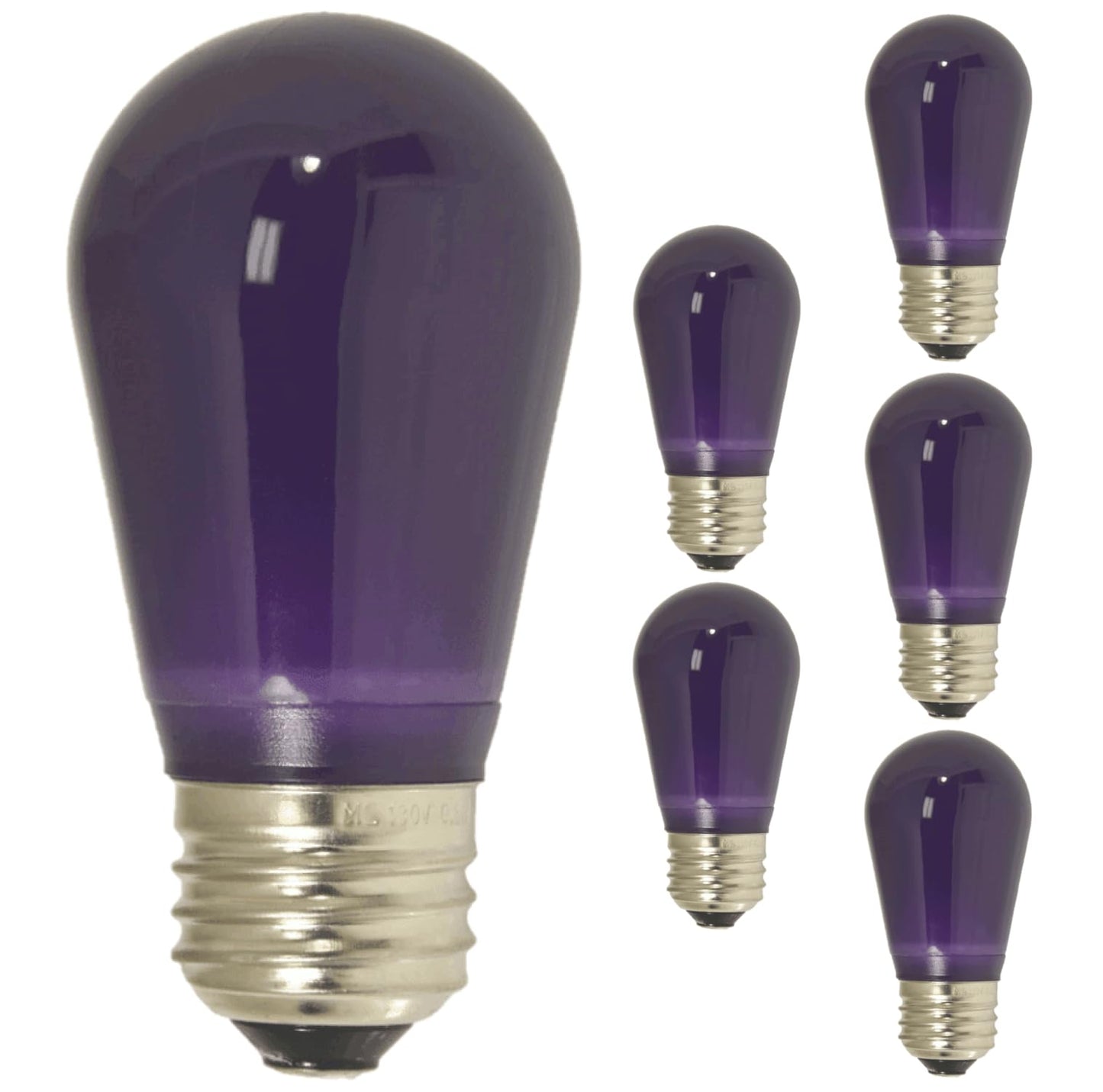 Damar- S14 Colored LED String Light Bulb Twinkle Purple Finish 0.55W-1.5W E26 Medium Base 100-130V Pack of 6- Shatterproof Waterproof Outdoor Indoor Replacement Bulb for Home Decorations Christmas