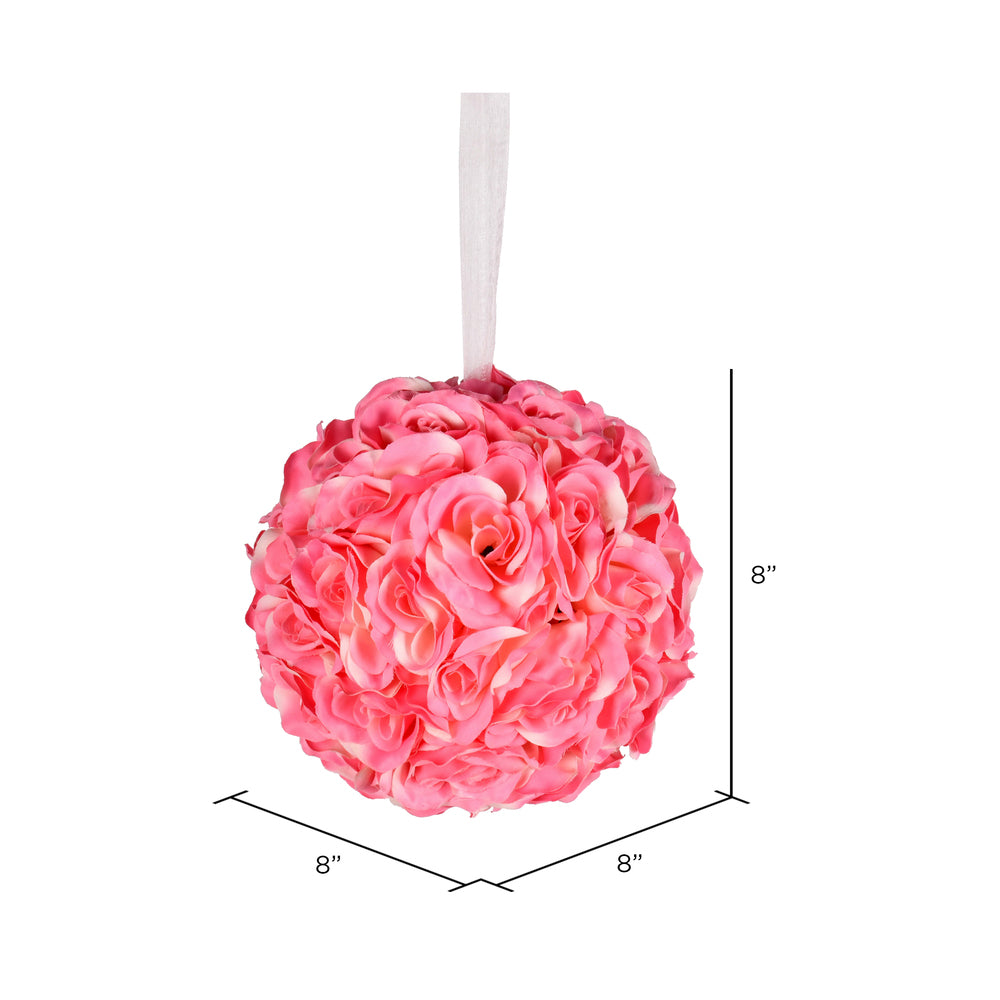 Vickerman 8" Artificial Pink Rose Ball.