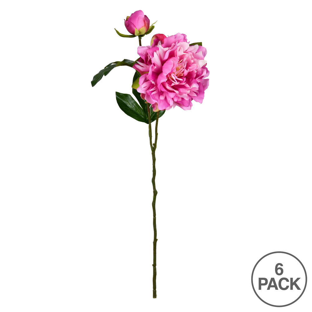 Vickerman 16" Artificial Fuchsia Peony Spray. Includes 6 sprays per pack.