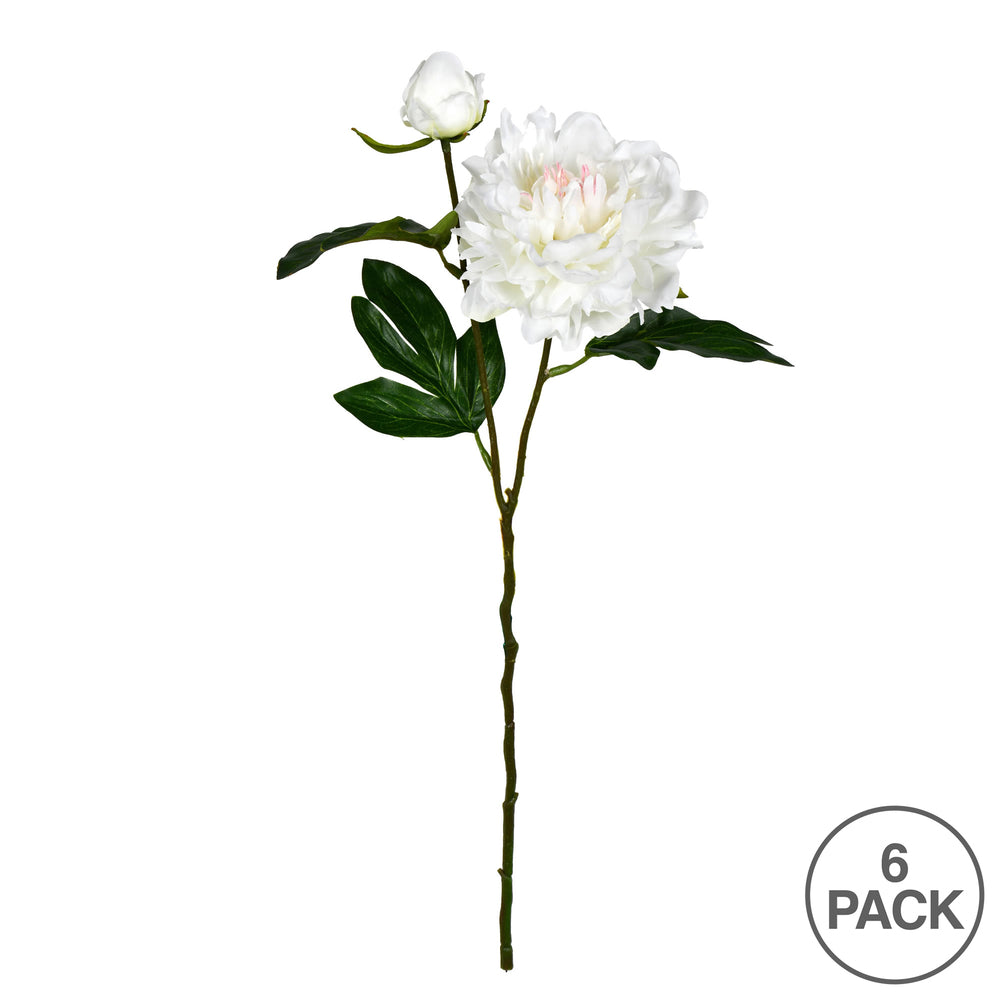 Vickerman 16" Artificial Pink and Cream Peony Spray. Includes 6 sprays per pack.