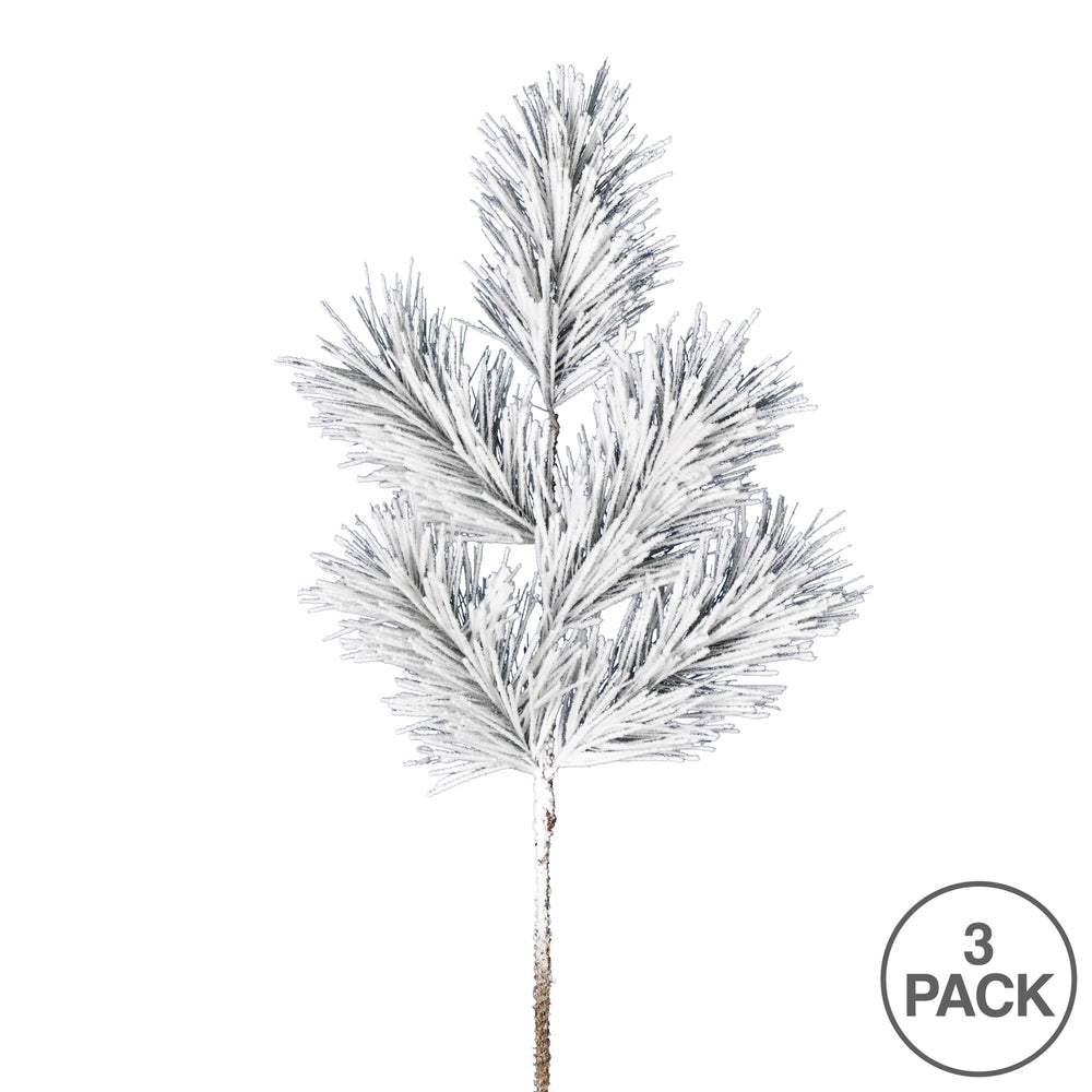 Vickerman 30" Frosted Beckett Pine Artificial Christmas Spray. Includes 3 sprays per pack.