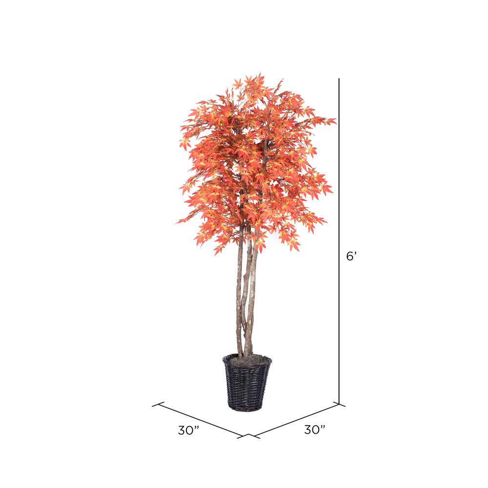 Vickerman 6' Artificial Orange Maple Deluxe Rattan Basket