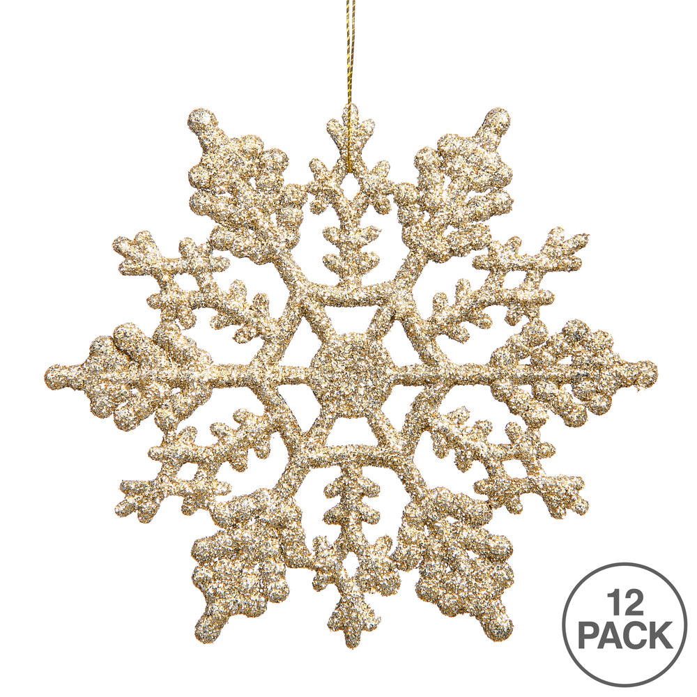 Vickerman 6.25" Champagne Glitter Snowflake Christmas Ornament 12 per Box