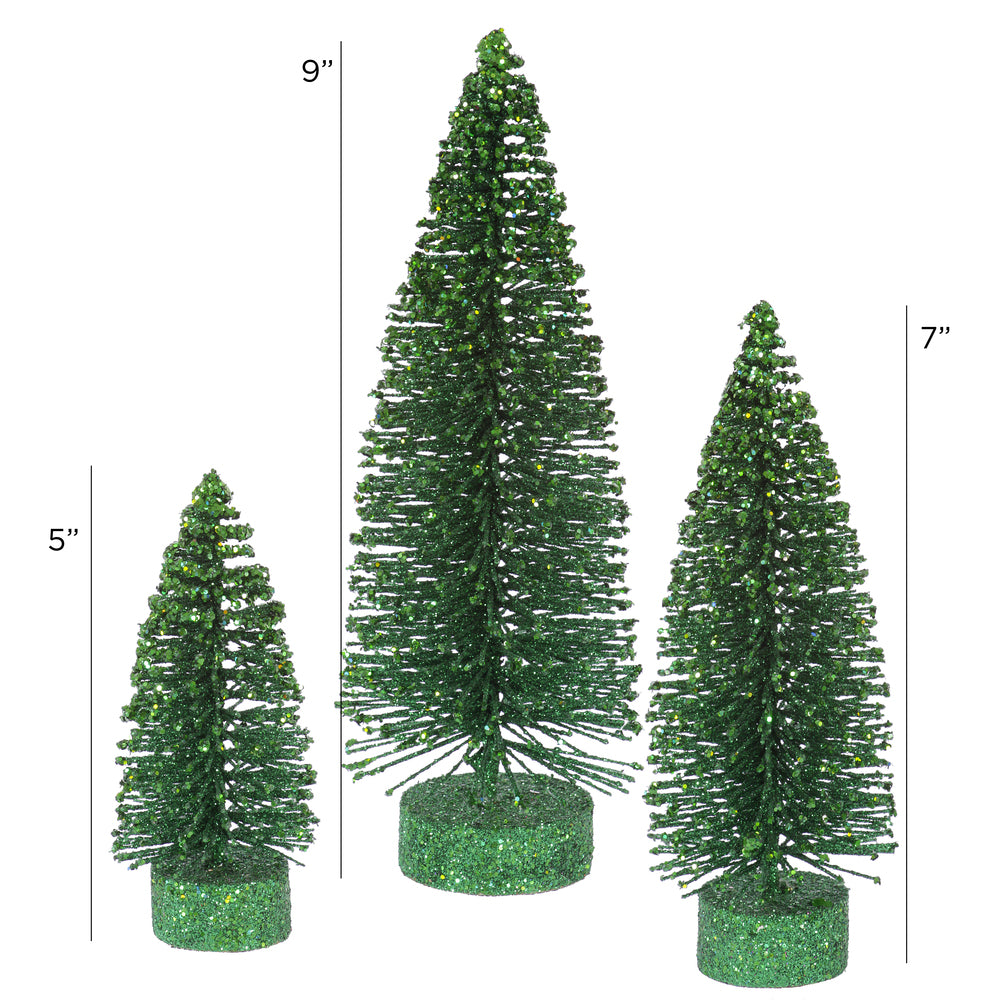 Vickerman 5"/7"/9" Emerald Glitter Oval Artificial Christmas Tree Unlit
