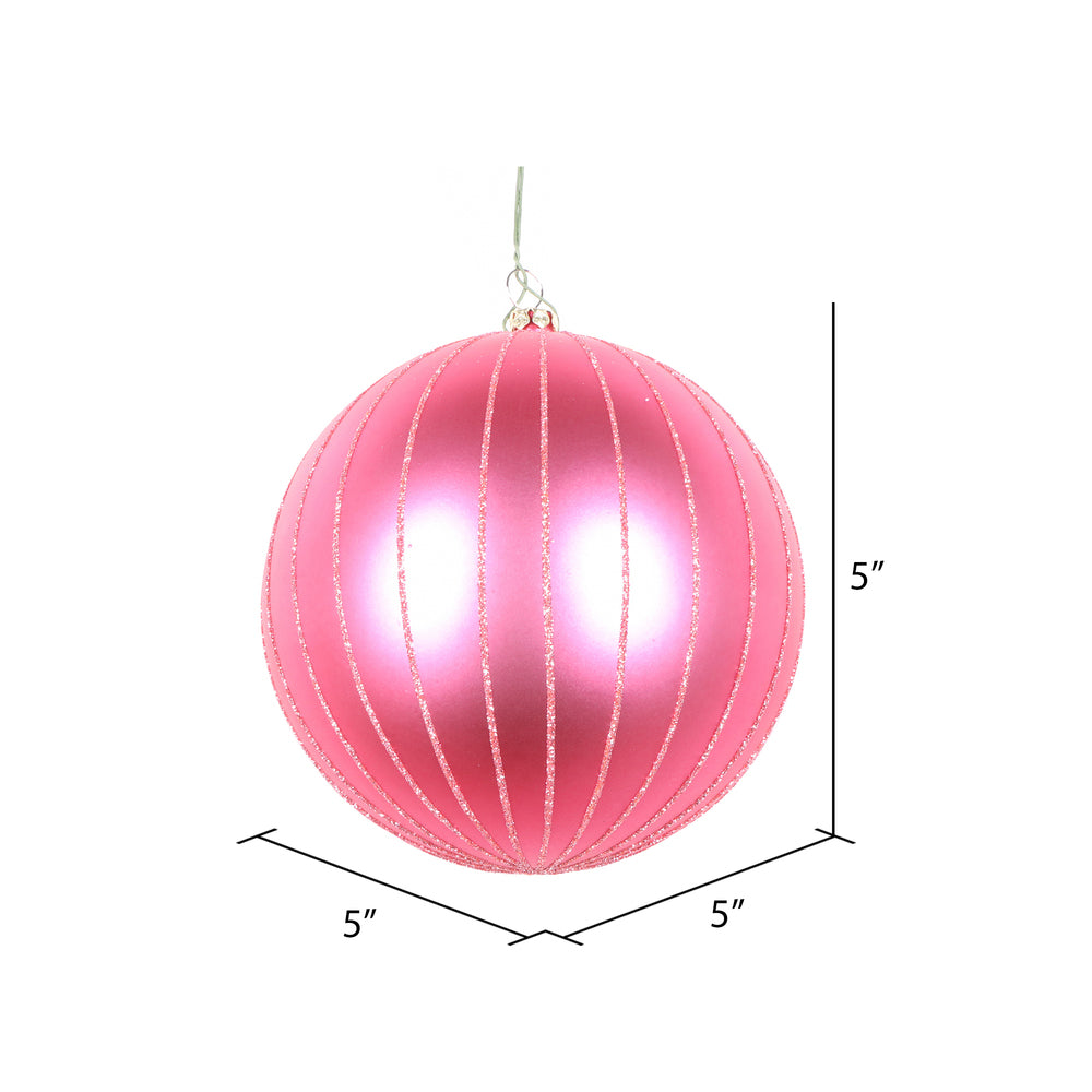 Vickerman 5" Mauve Matte Glitter Ball Christmas Ornament 4 pieces per bag
