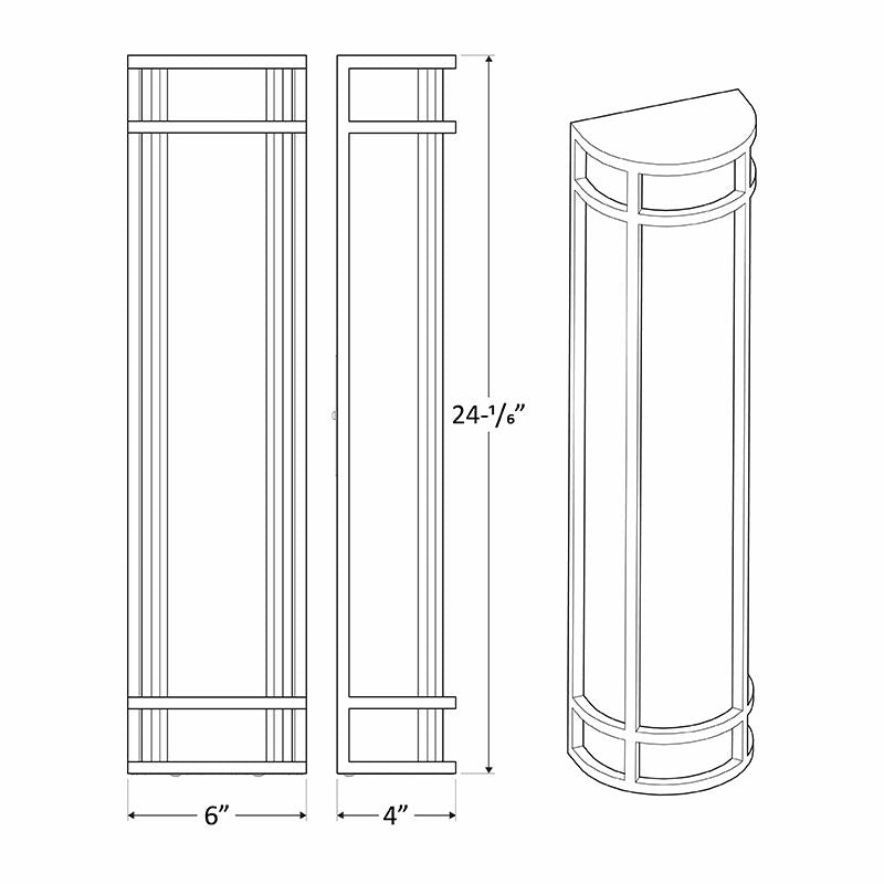 Westgate LED 24In Outdoor Sconce 25W 3Cct Dual-Dimming, Silver, Outdoor Lighting, 25W, 1800 Lumens, 30K/40K/50K, Silver Finish, TRIAC And 0-10V Dimming