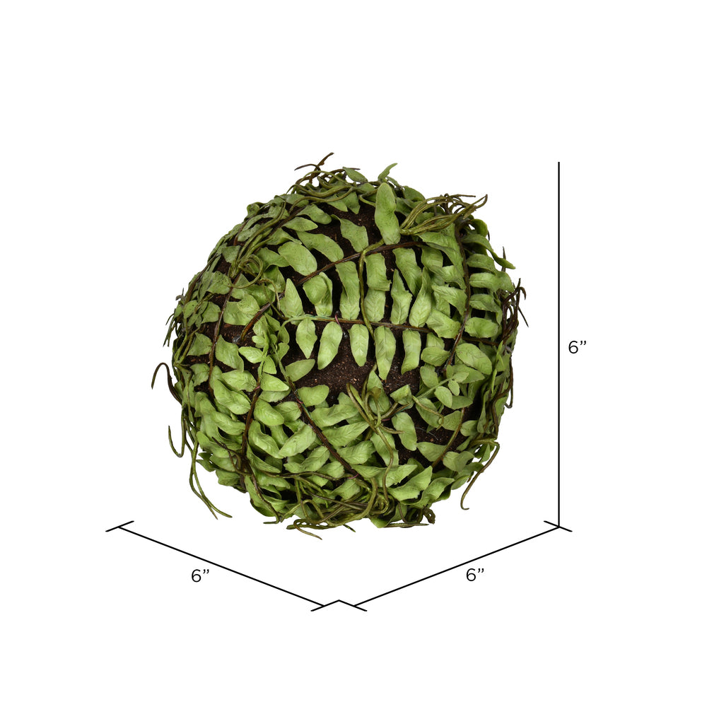 Vickerman 6" Artificial Green Boston Fern Ball.