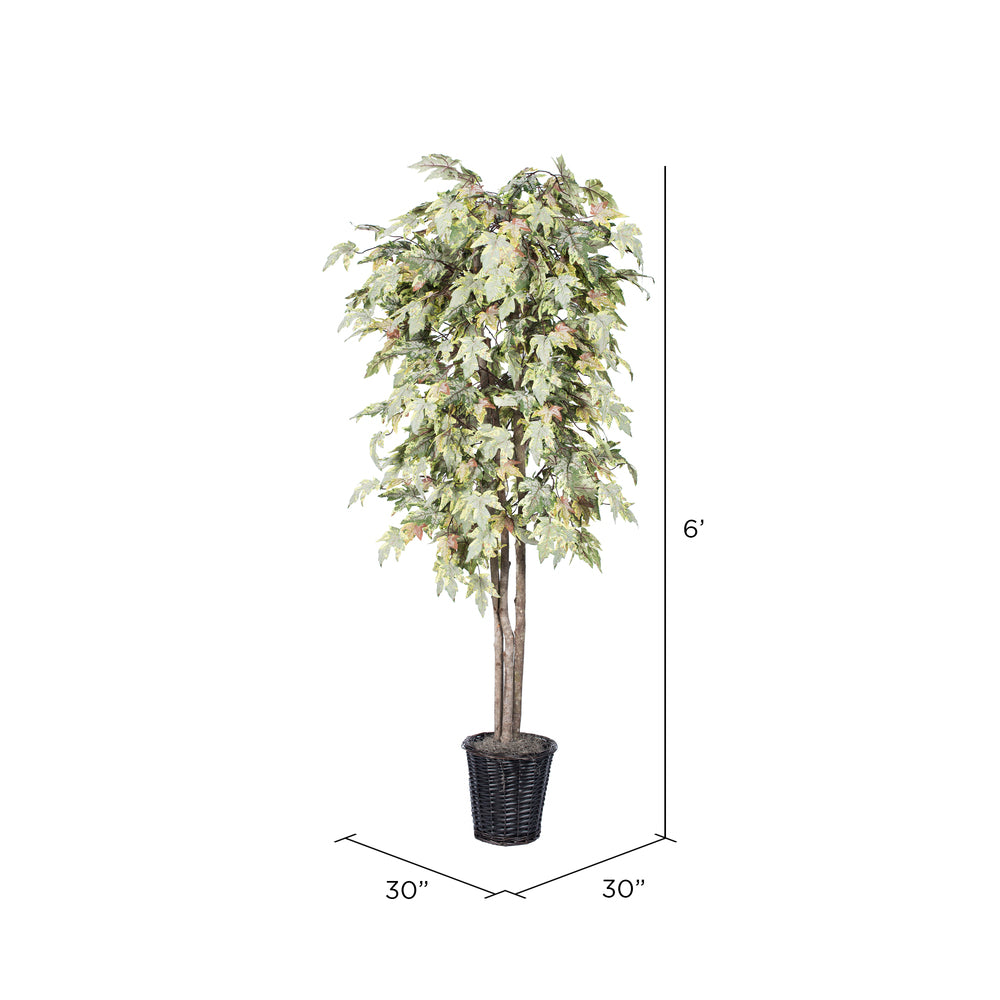 Vickerman 6' Artificial Frosted Maple Deluxe Rattan Basket
