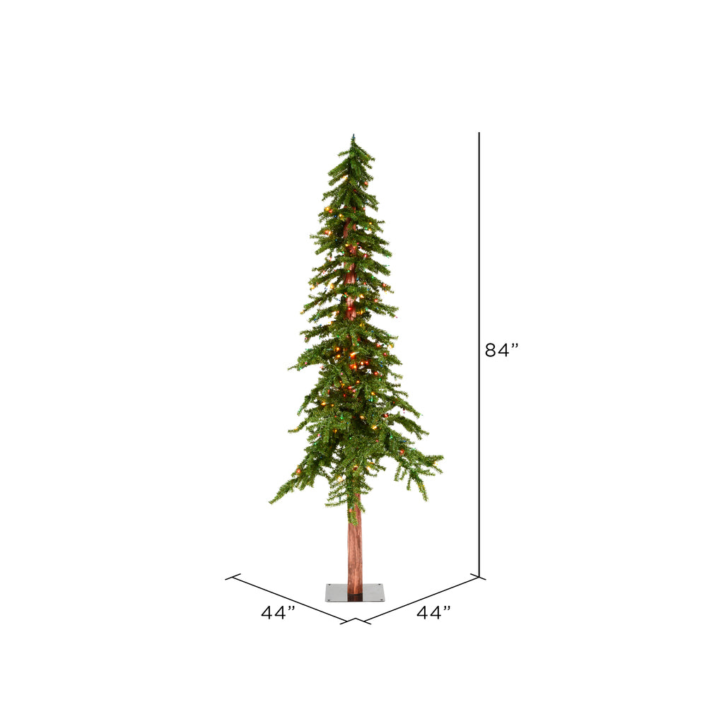 Vickerman 7' Natural Alpine Artificial Christmas Tree Multi-Colored Incandescent Lights