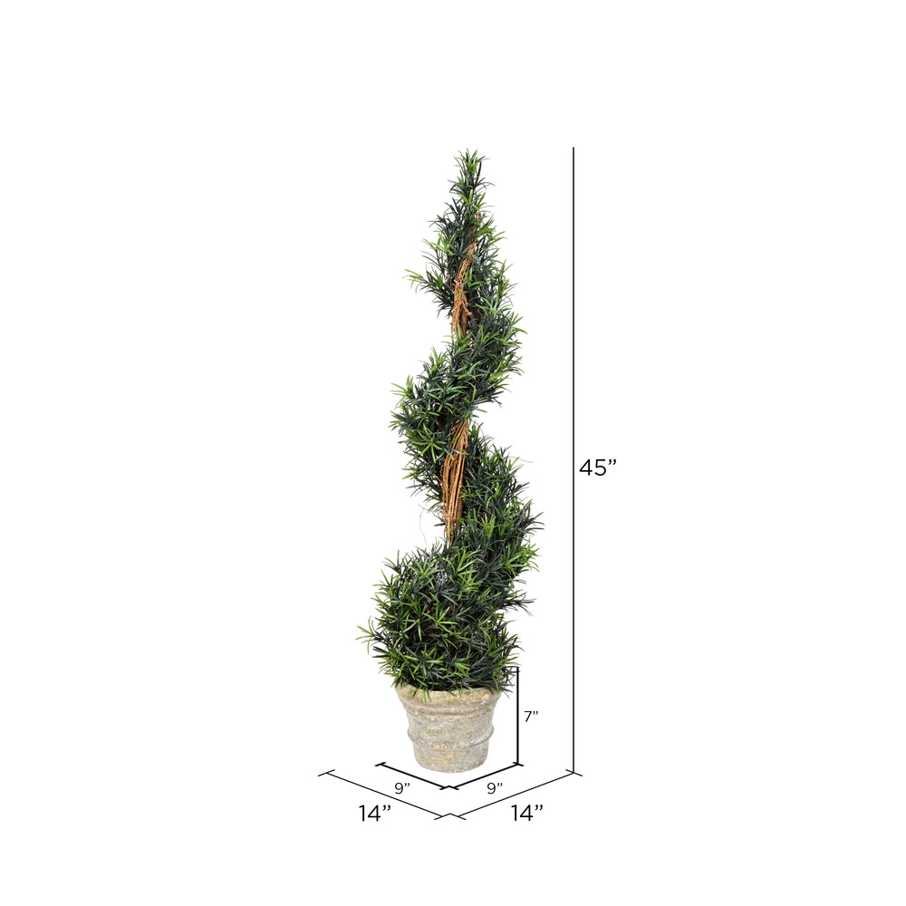 Vickerman 45" Artificial Potted Green Rosemary Spiral Tree in Paper Pot.