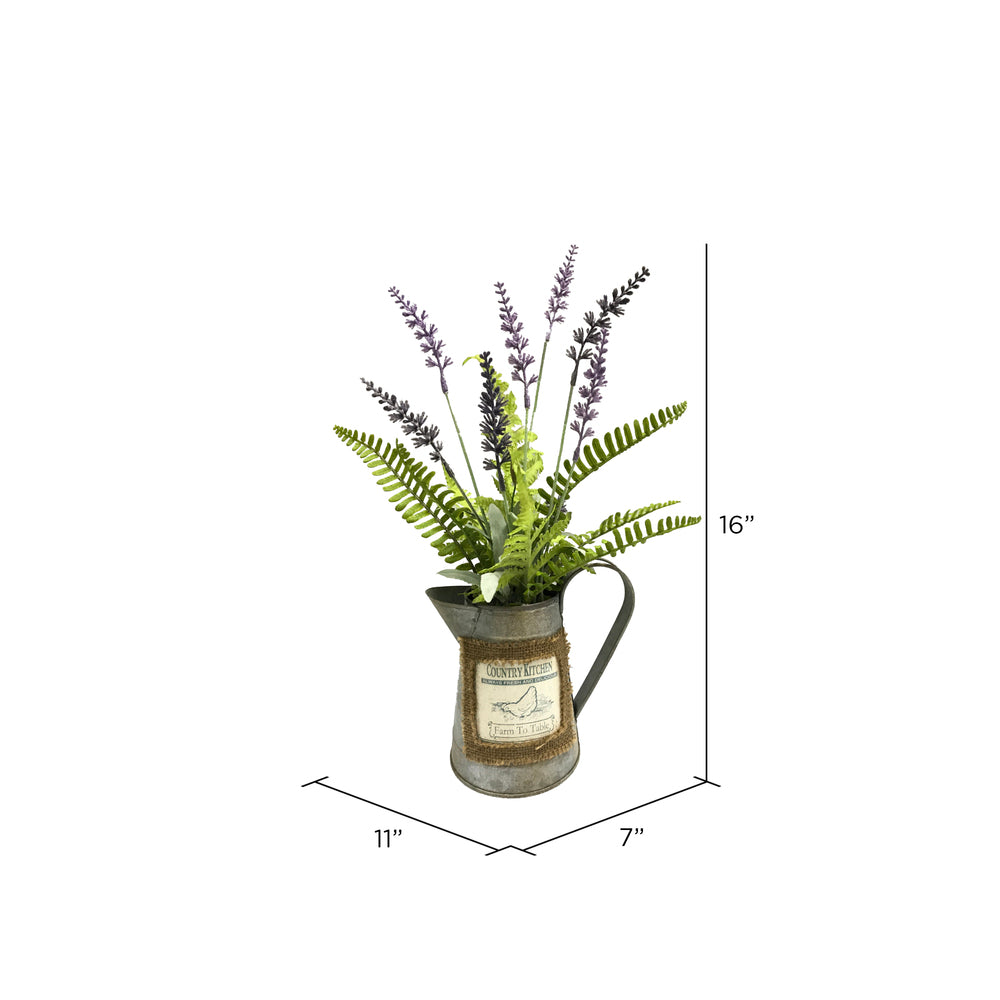 Vickerman 16" Artificial Green Fern in Rustic Tin.