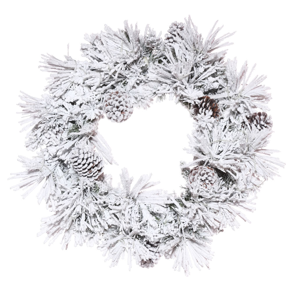 Vickerman 30" Flocked Atka Artificial Christmas Wreath Unlit