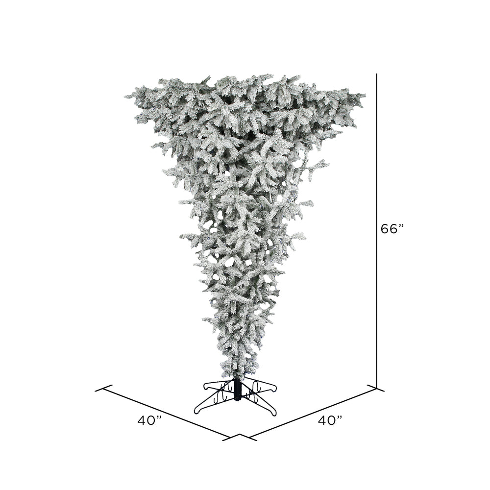 Vickerman 5.5' Flocked Upside Down Artificial Christmas Tree Clear Lights