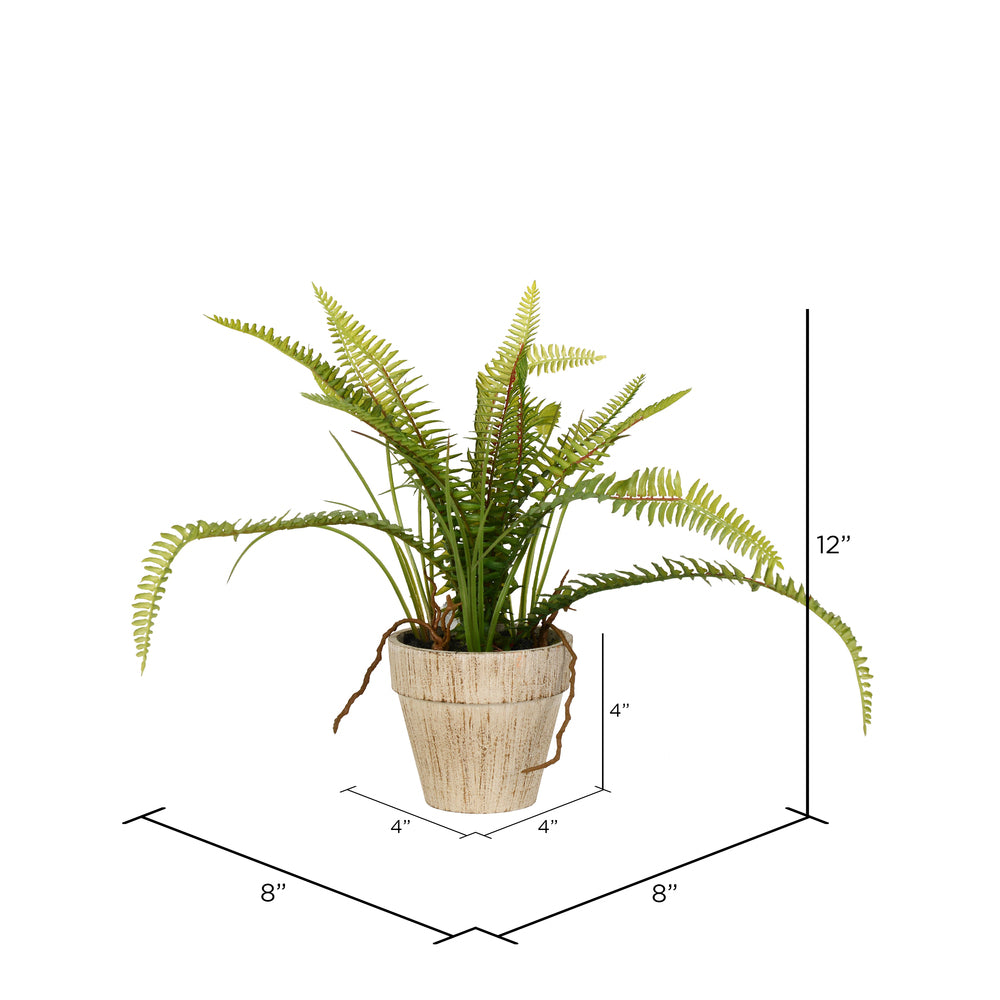 Vickerman 12" Artificial Green Fern Bush.
