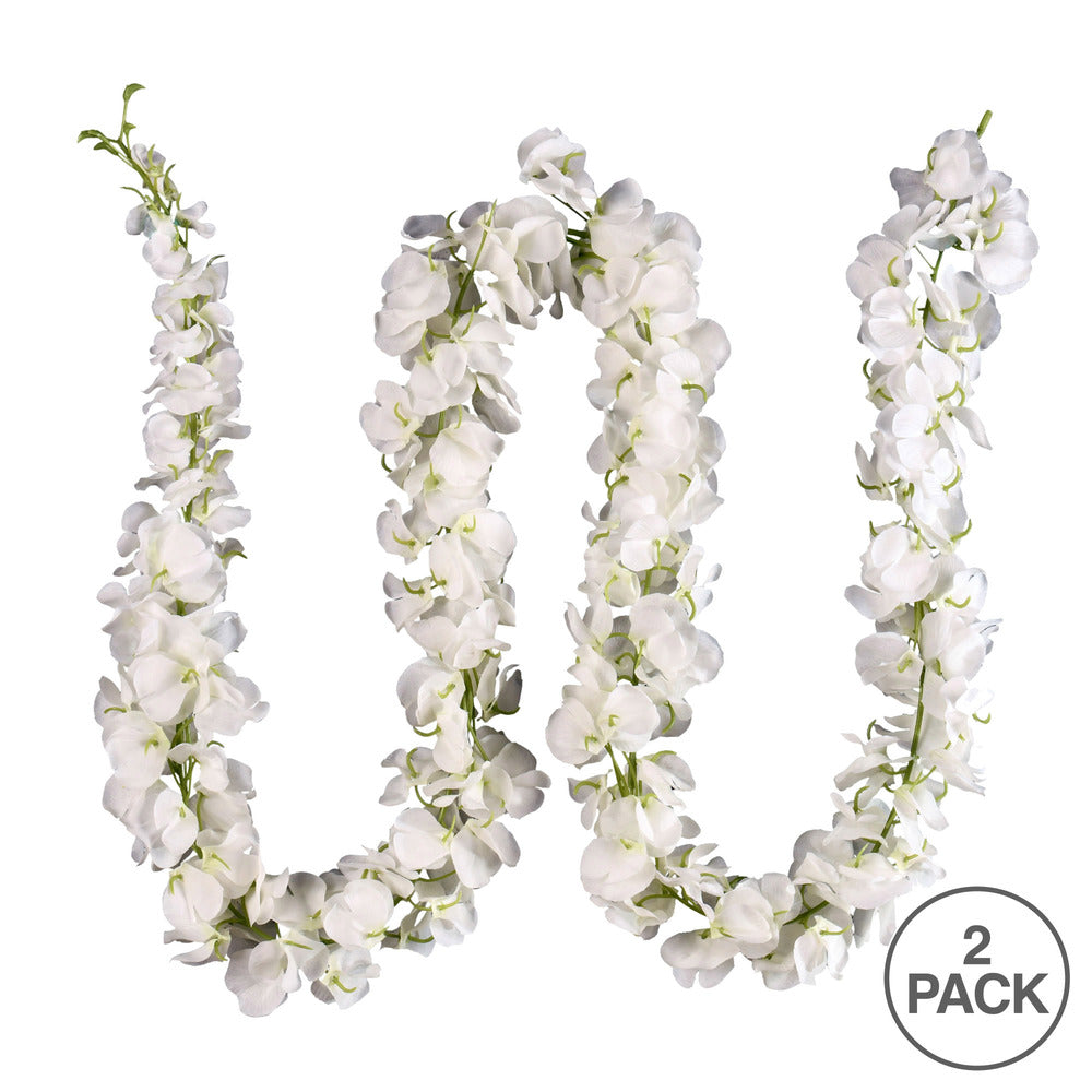 Vickerman 70" Artificial White Wisteria Vine Pack of 2