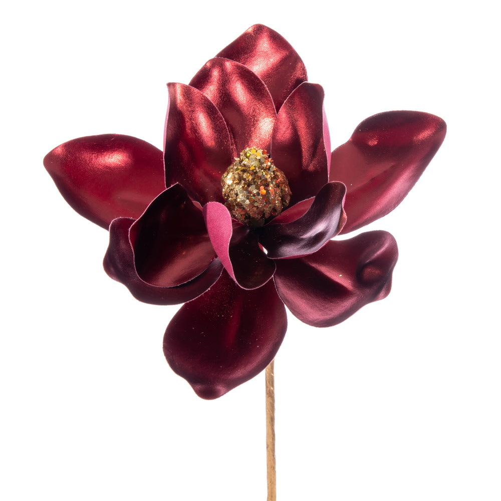 Vickerman 13" Artificial Burgundy Magnolia Pick 3/Bag. Includes three pieces per bag.