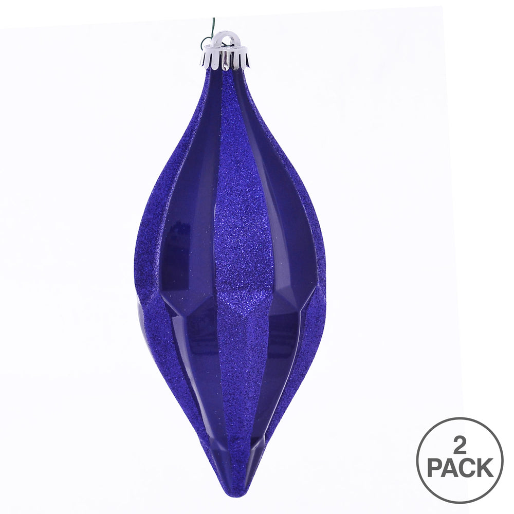 Vickerman 10" Cobalt Blue Candy Glitter Shuttle Christmas Ornament Pack of 2