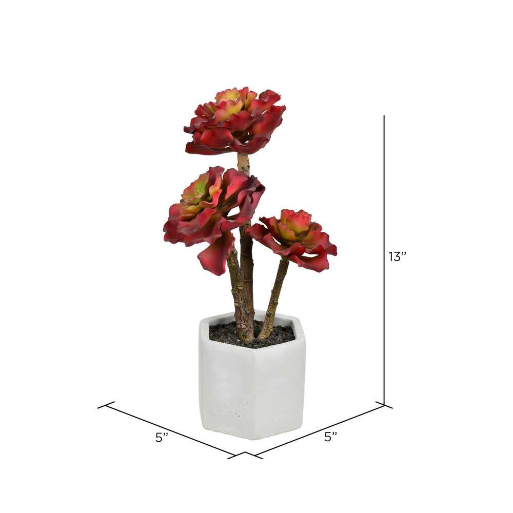 Vickerman Artificial 13"Succulent Cement Pot