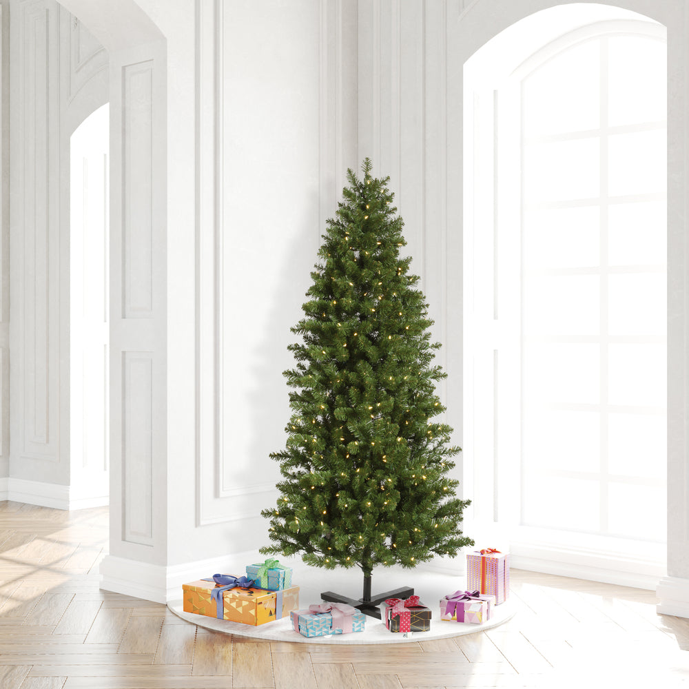 Vickerman 6.5' Grand Teton Slim Artificial Christmas Tree Single Mold Warm White LED Lights