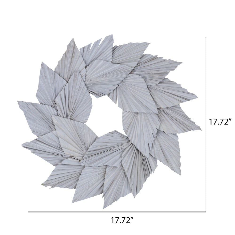 Vickerman Natural Botanicals 17" White Washed Palm Spear Wreath.