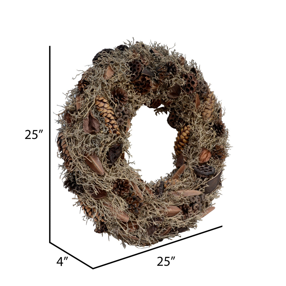Vickerman 25" Natural Mixed Wreath Dried