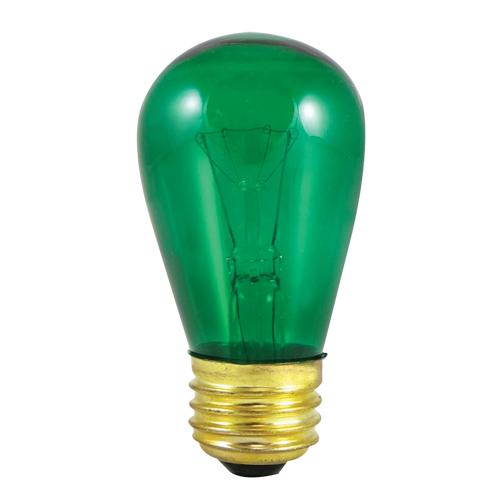 BULBRITE INCANDESCENT S14 MEDIUM SCREW (E26) 11W DIMMABLE LIGHT BULB TRANSPARENT GREEN 25PK (701411)