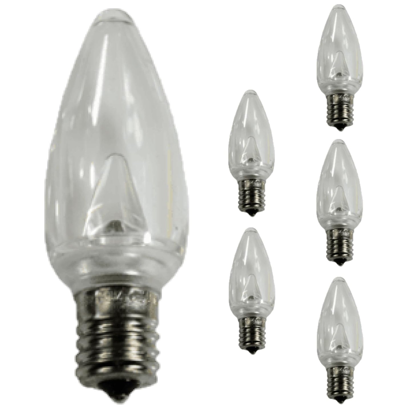 Damar- C9 LED Christmas Light Bulb 0.6-0.96W 4000K Cool White E17 Intermediate Base Dimmable 100-130V Indoor Outdoor Rated Pack of 6- Commercial Grade Shatterproof String Light Replacement for Patio
