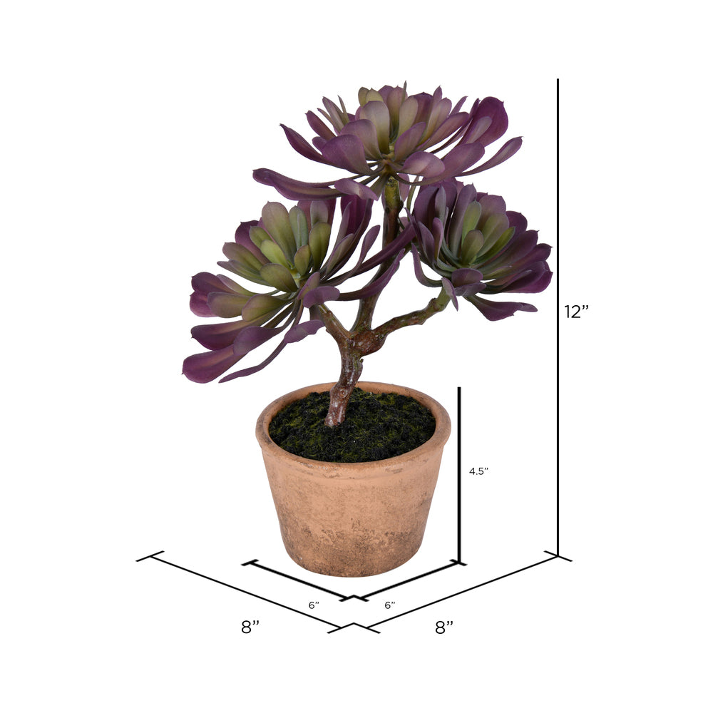 Vickerman 12" Artificial Purple and Green Succulent Paper Pot.