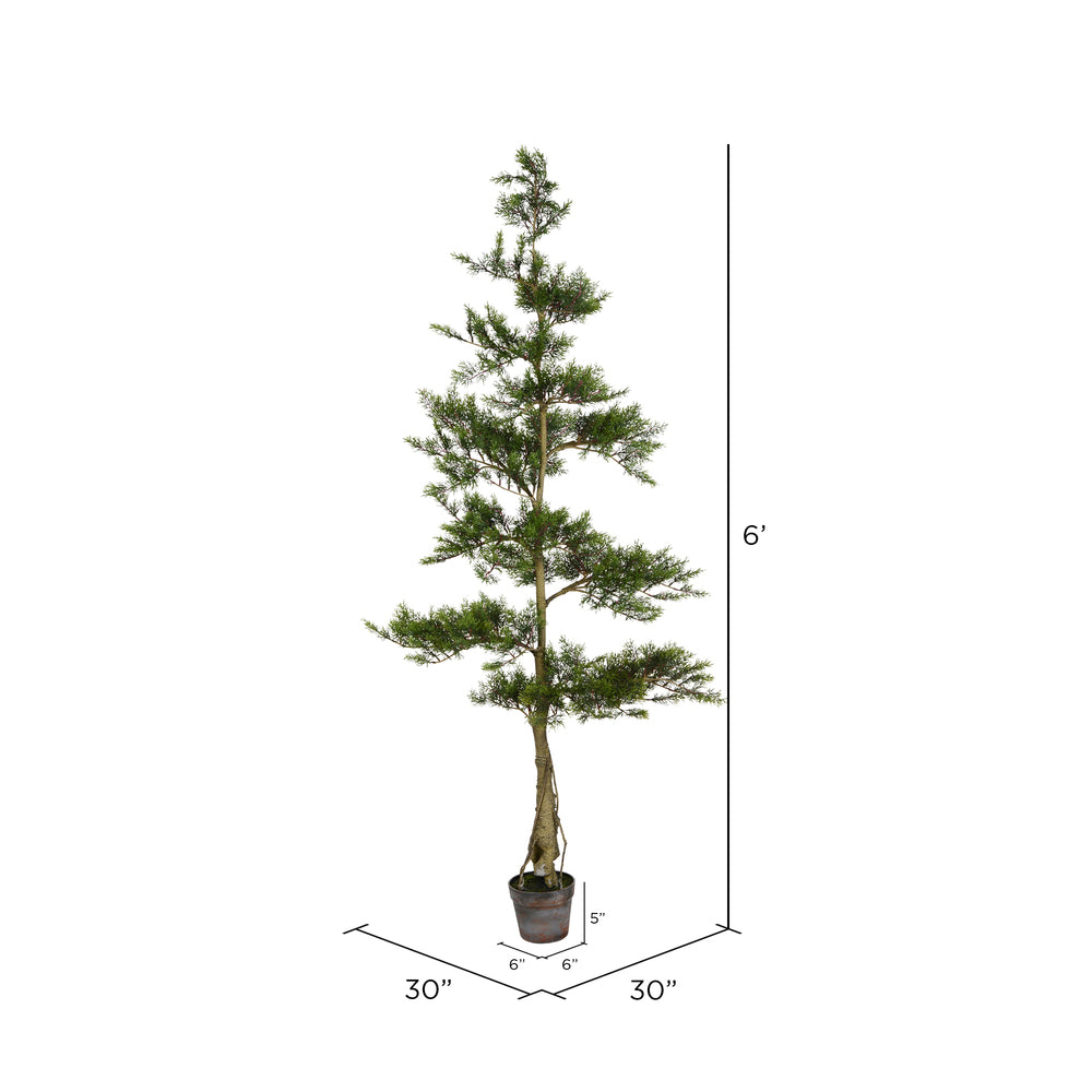 Vickerman 6' Artificial Potted Cedar Tree.