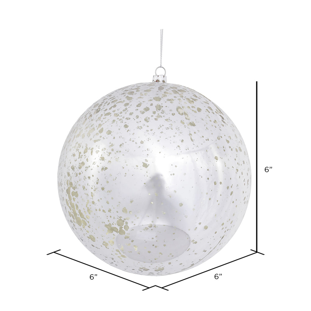 Vickerman 6" Silver Shiny Mercury Ball Ornament 4 per Bag