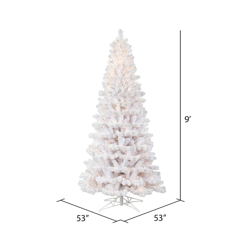 Vickerman 9' x 53" White Artificial Christmas Tree Warm White 8 function 3MM LED Lights