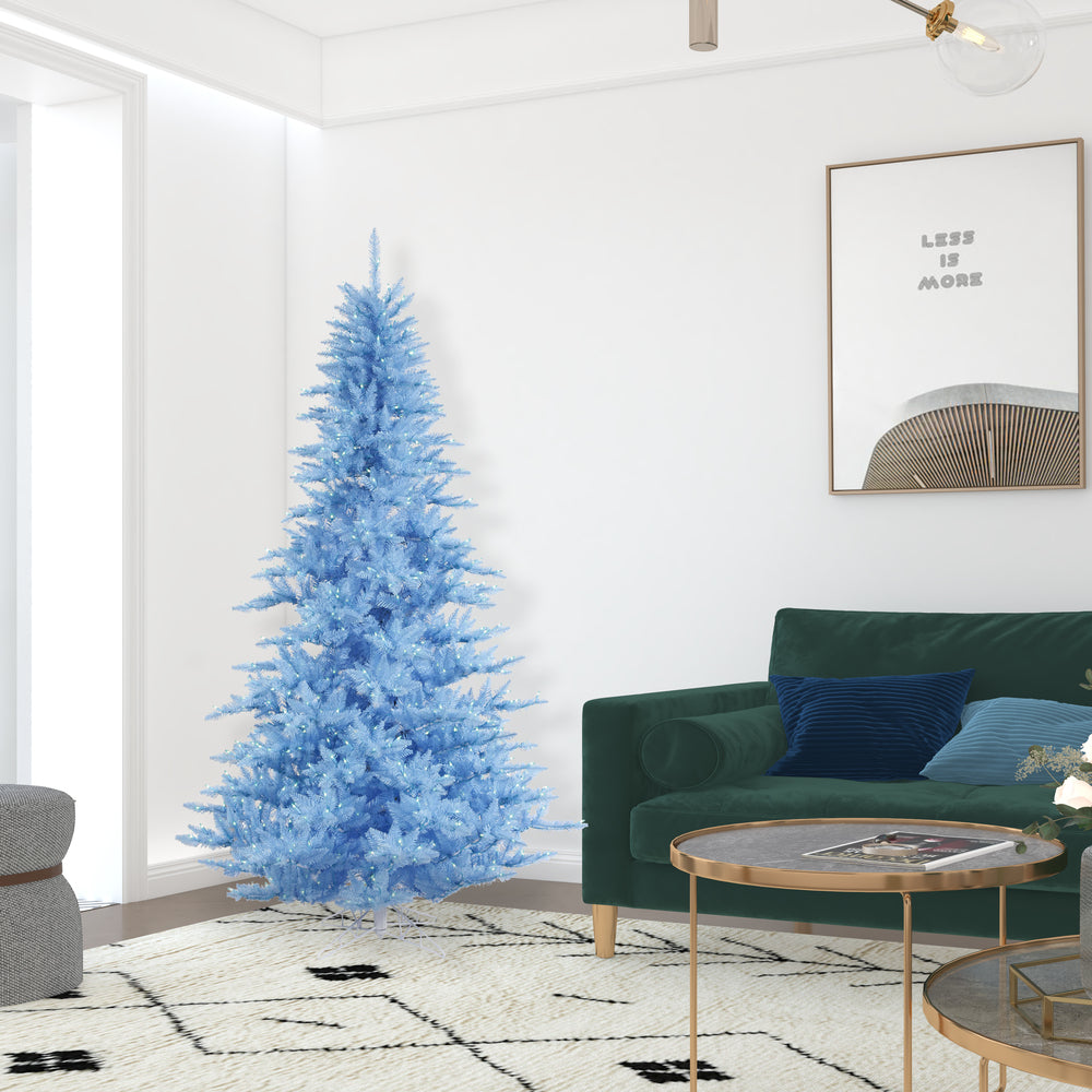 Vickerman 7.5' Sky Blue Fir Artificial Christmas Tree Blue Dura-lit LED Lights