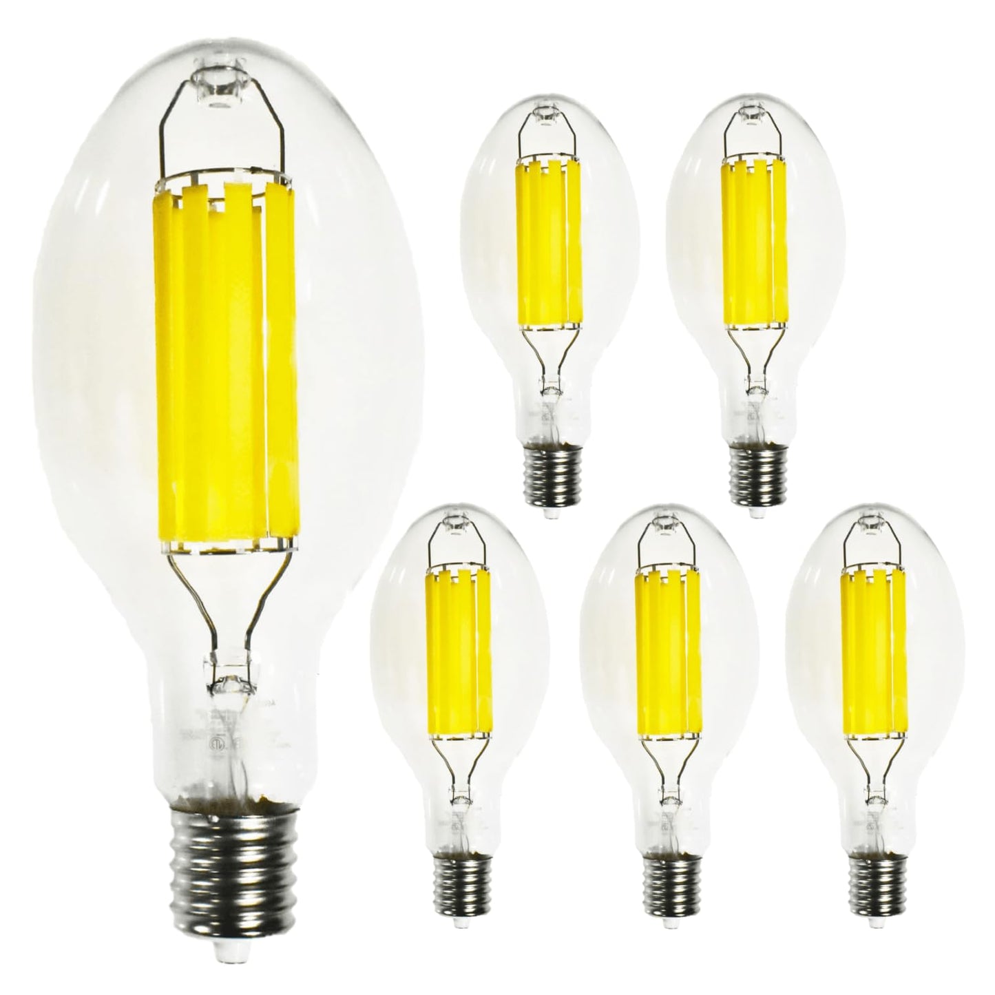 Damar- ED37 LED Filament Light Bulb Type B Ballast Bypass 45W 8500 High Lumen 5000K Bright White EX39 Mogul Base 120-277VAC Wet Rated Pack of 6- Replacement MHL/CFL/Corn Bulb for Warehouse Workshop