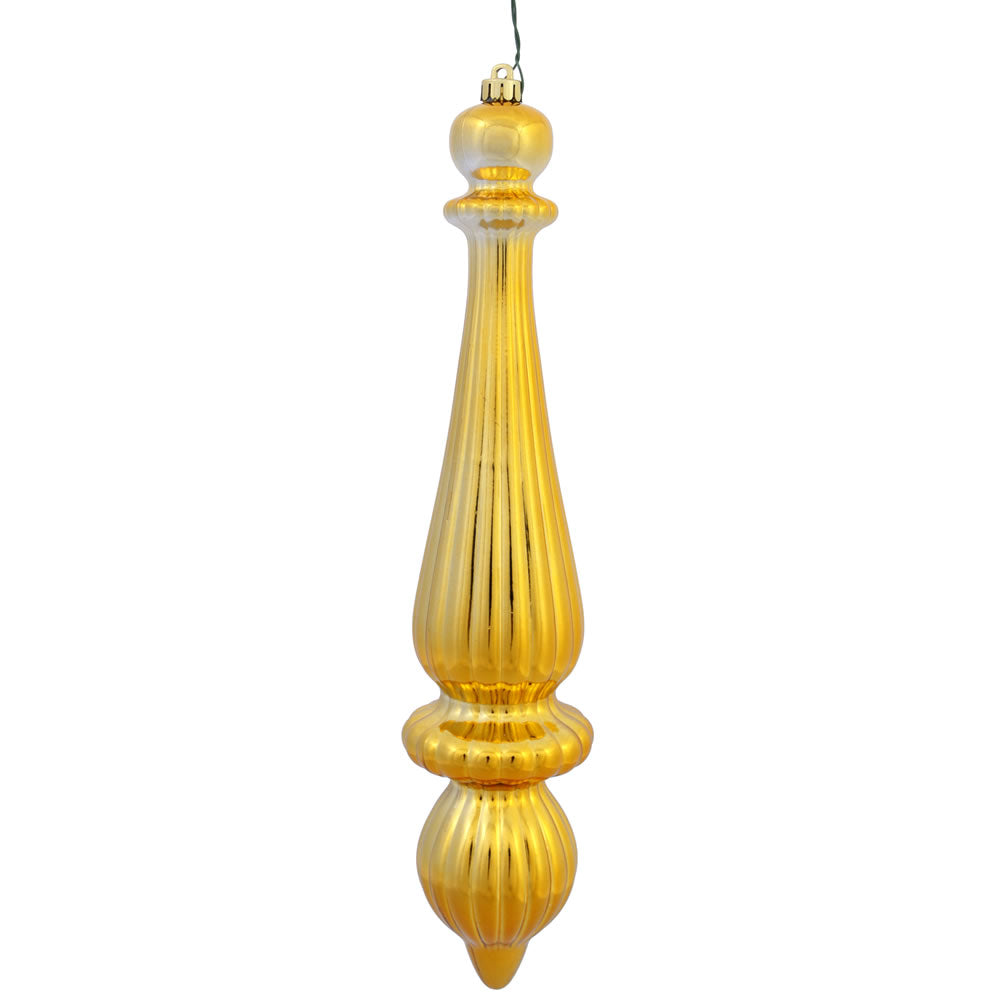 Vickerman 14" Honey Gold Shiny Finial Drop Christmas Ornament UV Treated with Drilled and Wired Cap 2 per Bag