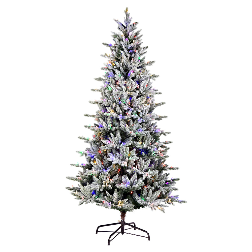 Vickerman 12' x 60" Flocked Vail Pine Artificial Christmas Tree Multi-colored Dura-Lit® LED Lights