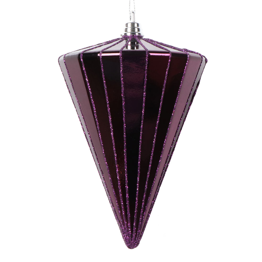 Vickerman 6" Shiny Plum Cone Ornament 3 per bag.