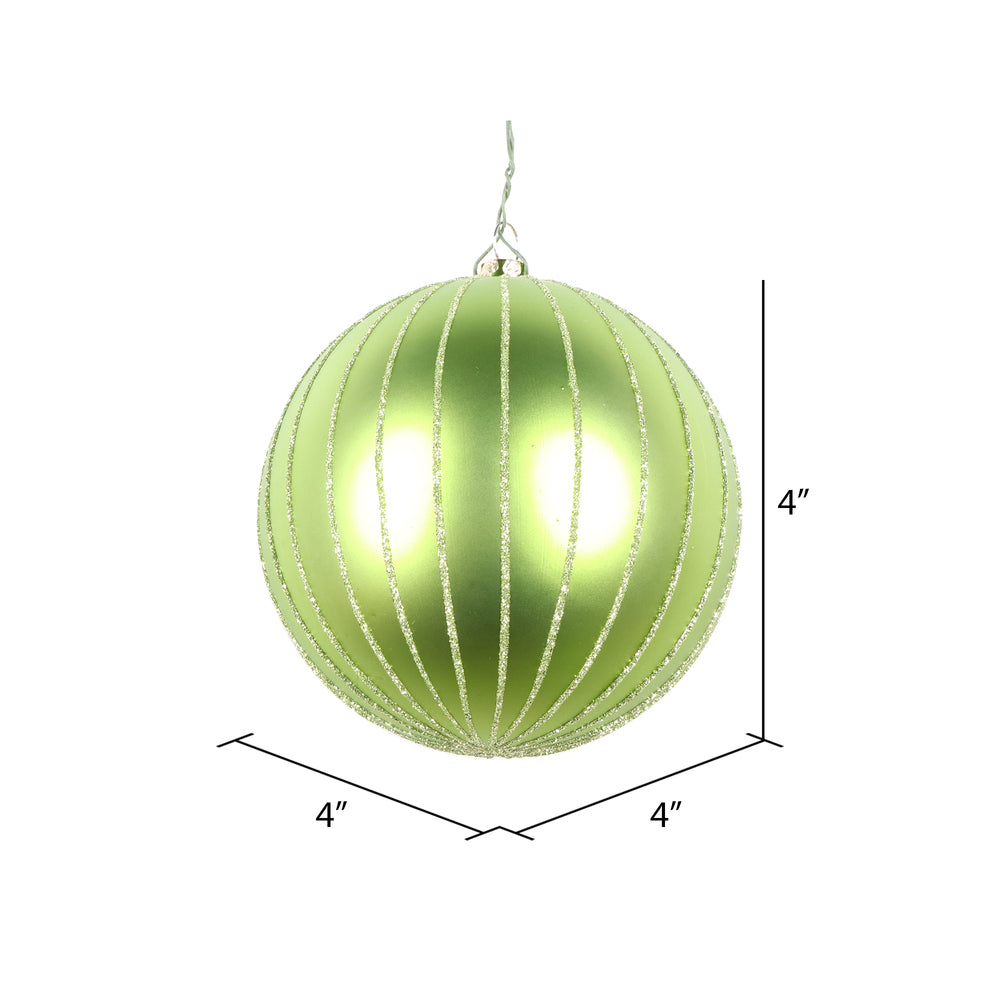 Vickerman 4" Celadon Matte Glitter Ball Christmas Ornament 4 pieces per bag