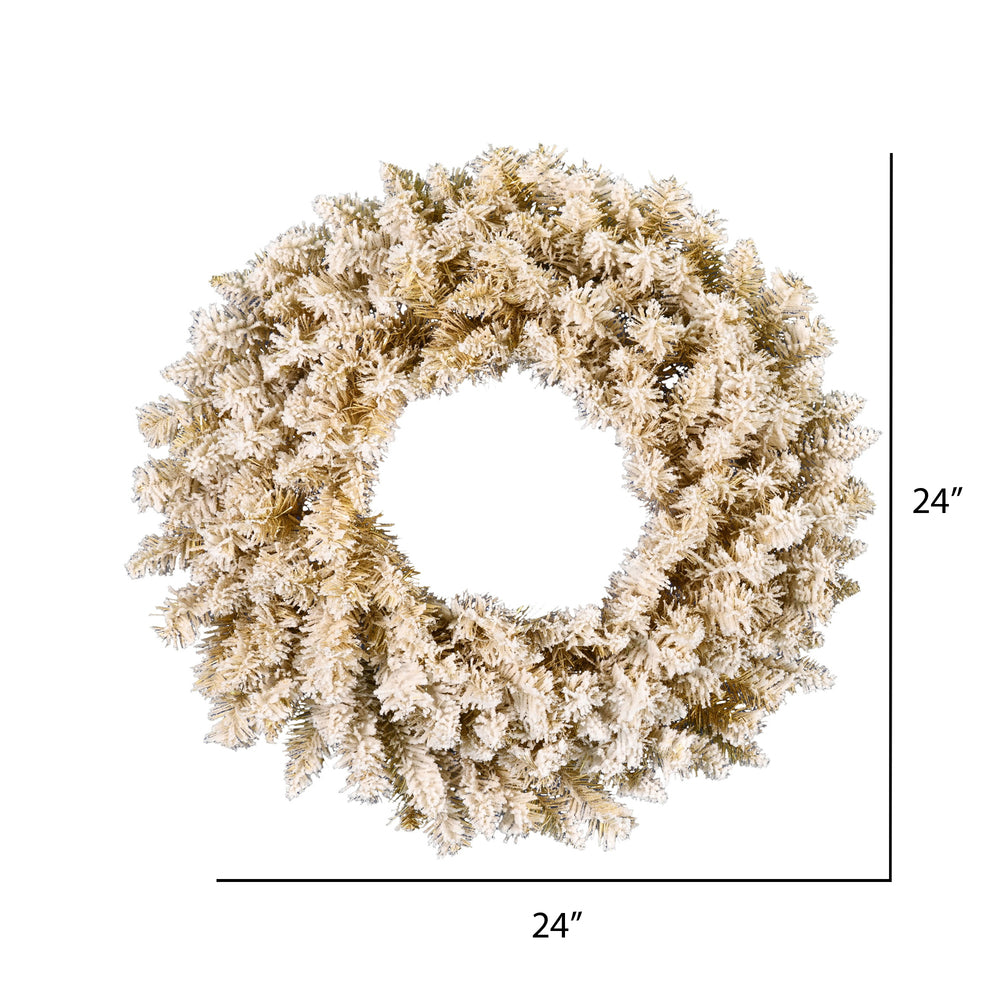 Vickerman 24" Frosted Gold Artificial Christmas Wreath Unlit