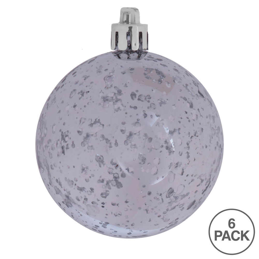 Vickerman 4" Silver Shiny Mercury Ball Ornament 6 per Bag