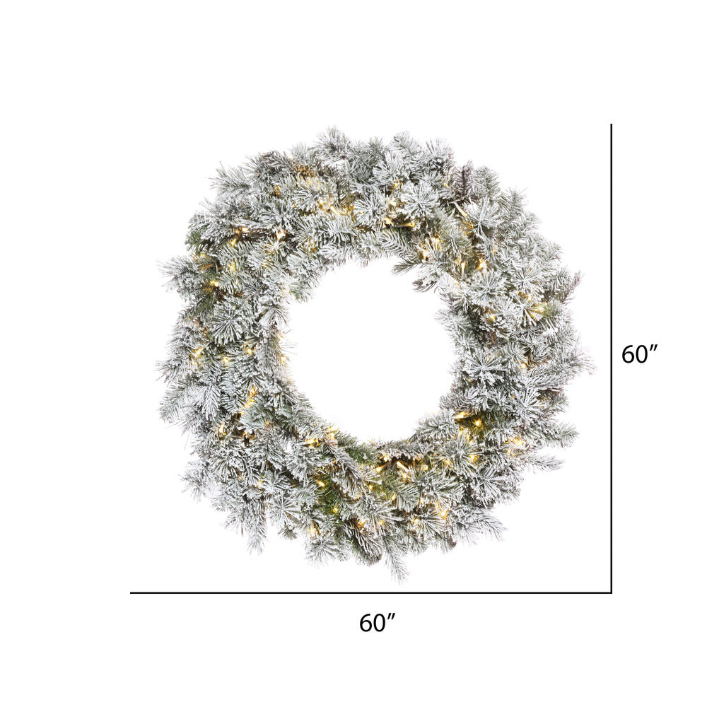 Vickerman 60" Flocked Kiana Artificial Christmas Wreath with Warm White LED lights.